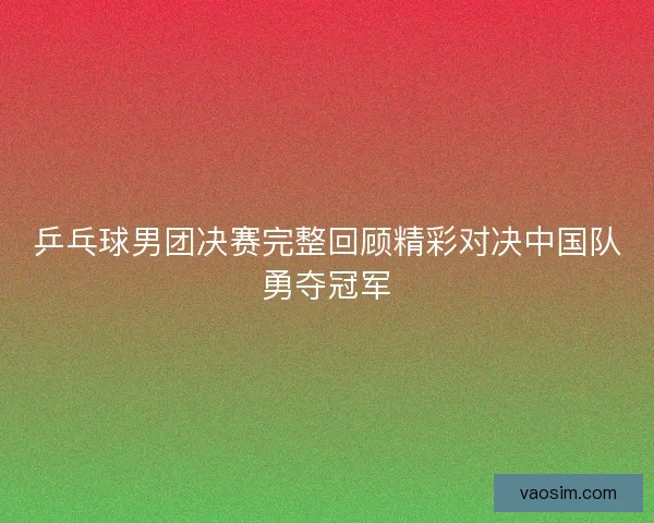 乒乓球男团决赛完整回顾精彩对决中国队勇夺冠军